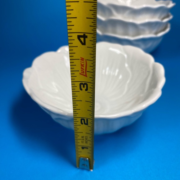 Pier 1 Imports Poppy Flower 4.5” Small White Porcelain Tulip Bowl Set of 4 Bowls - Picture 6 of 6